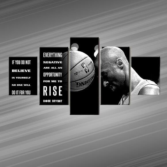 5 piece Basketball Greats Kobe Bryant Canvas Pre-Framed Large Wall Art - Picture 1 of 6
